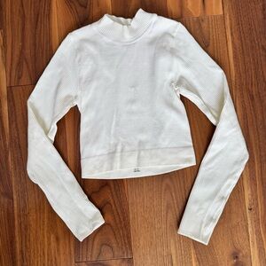 Urban Outfitters Out From Under Cream Ribbed Long Sleeve Crop Top size XS/S